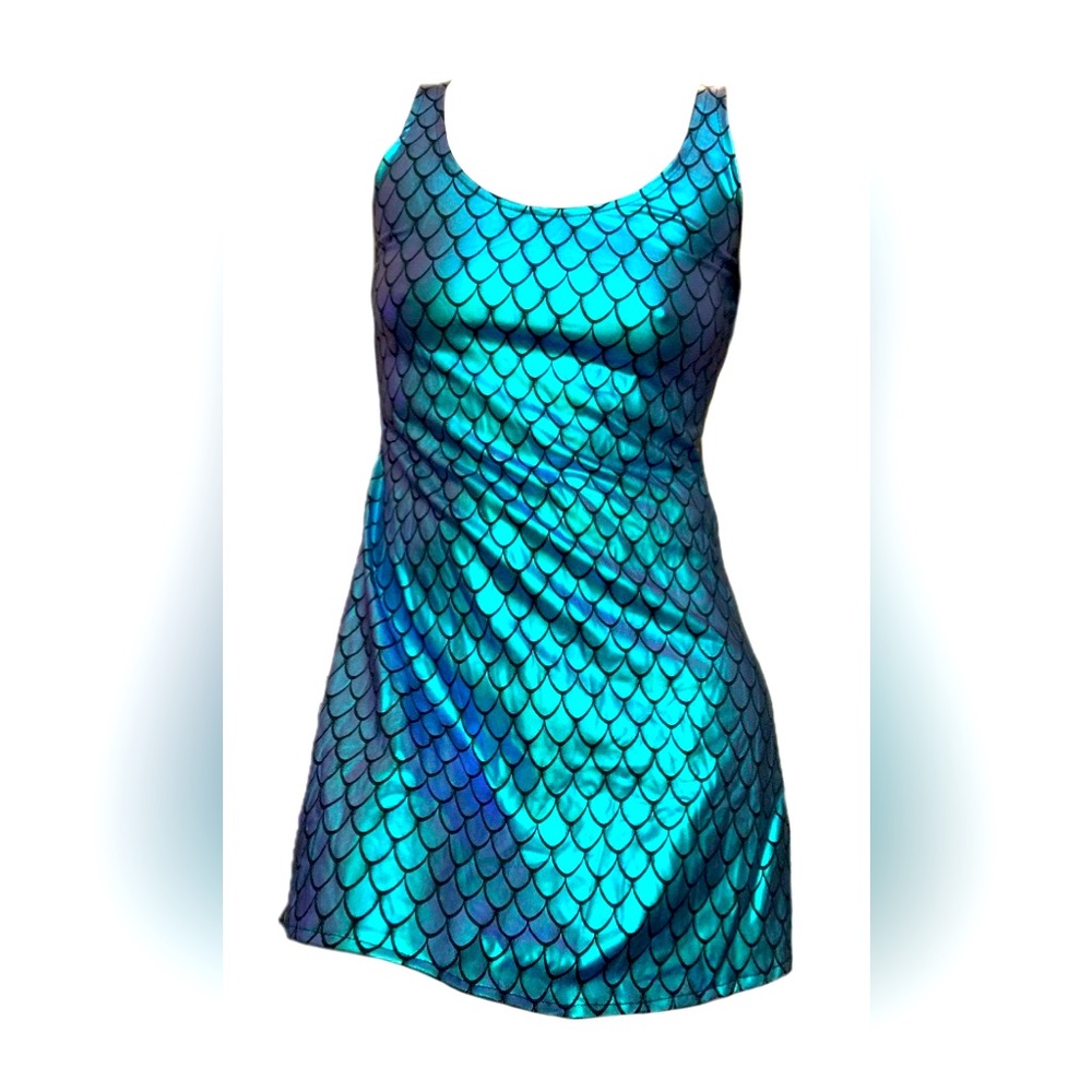Hand Crafted Dress Iridescent Mermaid Dragon Fish Scale Shiny